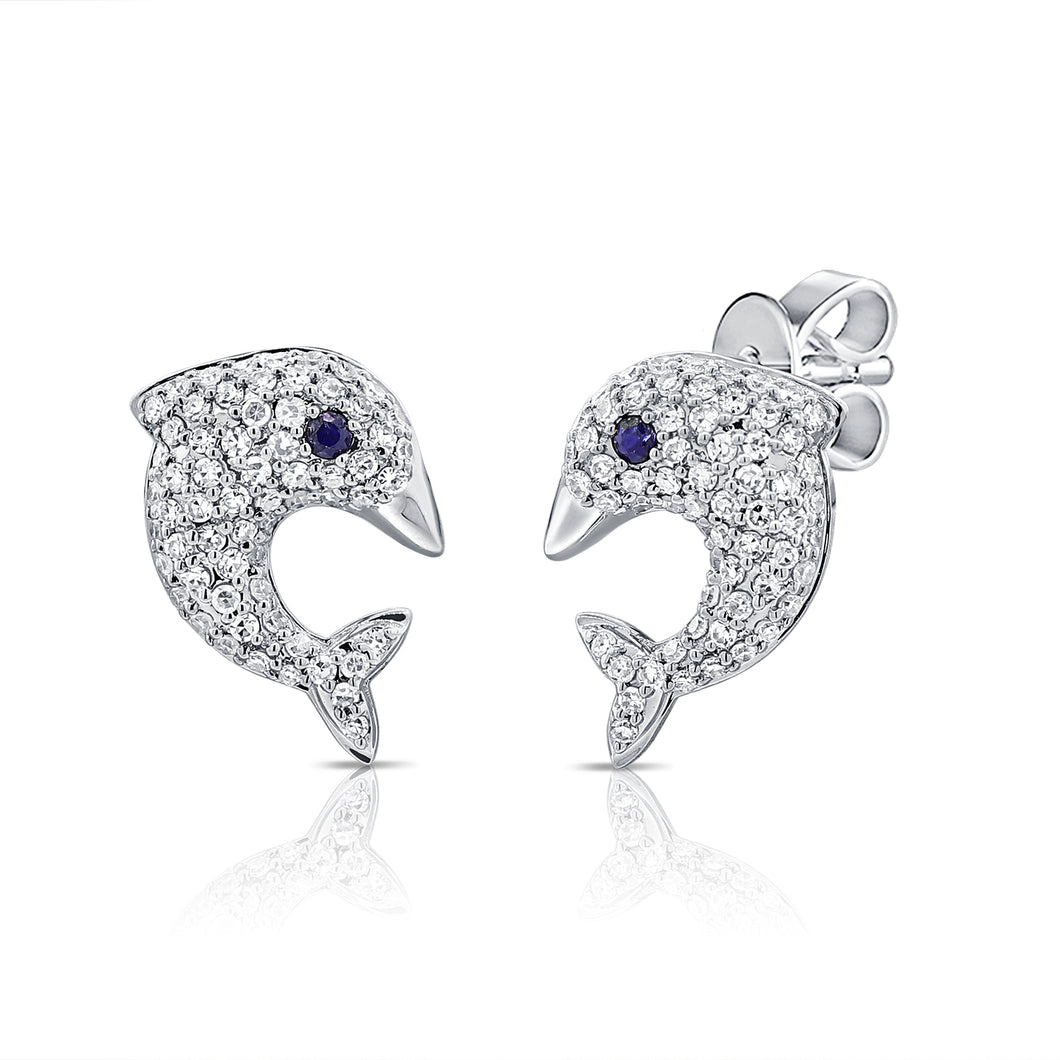 Gorgeous White Dolphin Drop Earrings Round Stones Perfect - Temu